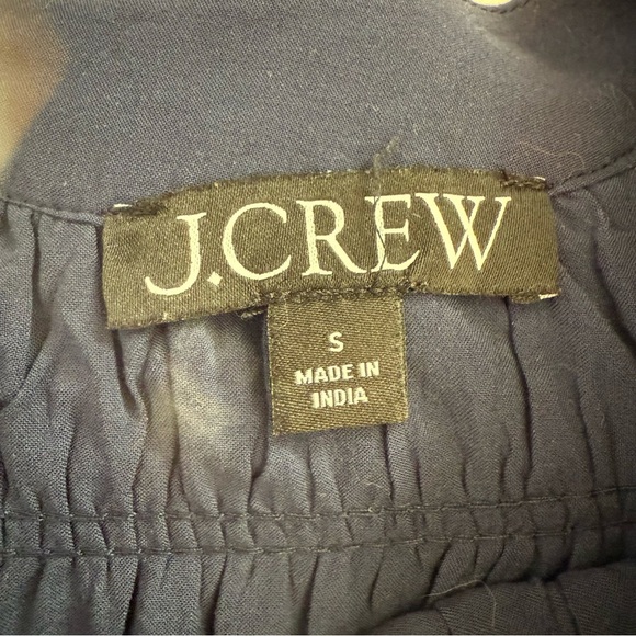 J Crew Smock Neck Puff Sleeve Top Dot Navy Blue Lightweight Cotton Shirt CA591 - Picture 5 of 10